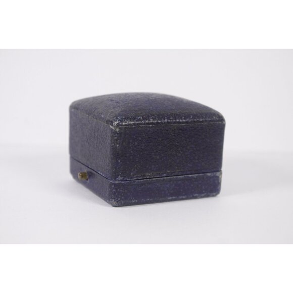 Antique blue leather ring box, engagement ring box for men, large ring wedding - Picture 3 of 5